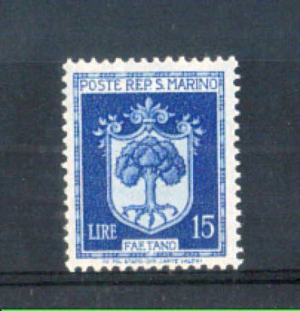 1945 - LOTTO/RSM291L - SAN MARINO - 15 LIRE STEMMI LING.