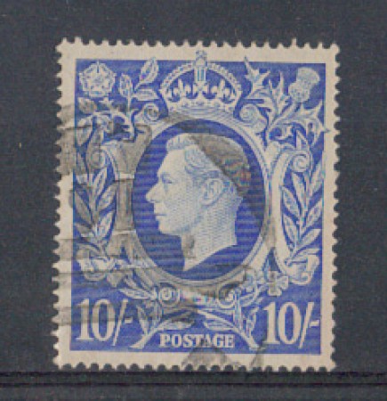 1942 - LOTTO/4875 - GRAN BRETAGNA - 10 Sc. AZZURRO - USATO