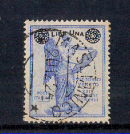 1924 - LOTTO/10681 - REGNO - 1 LIRA SU 15c. VITTORIA SOPRAS. - USATO