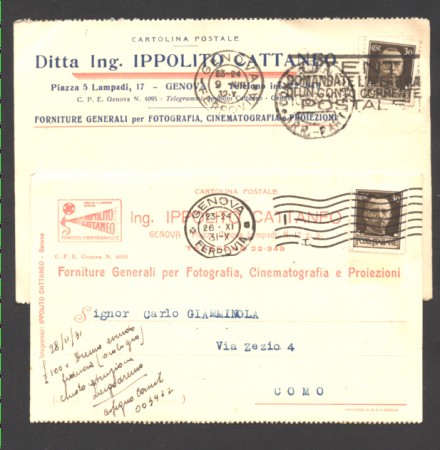GENOVA - 1931/32 - LBF/1358 - DITTA ING. IPPOLITO CATTANEO FORNITURE PER FOTOGRAFIA