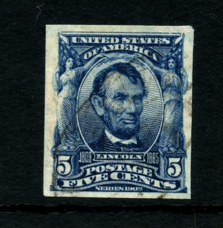1902 - STATI UNITI - LOTTO/43562 - 5 cent. A LINCOLN NON DENTELLATO- USATO
