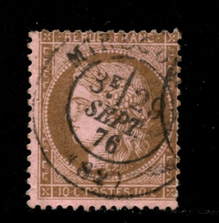1871/75 - LOTTO/12872 - FRANCIA - 10c. BRUNO SU ROSA - USATO