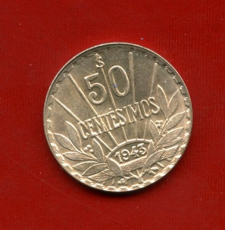 1943 - URUGUAY - LOTTO/47493 - 50 CENTIMOS ARTIGAS - ARGENTO