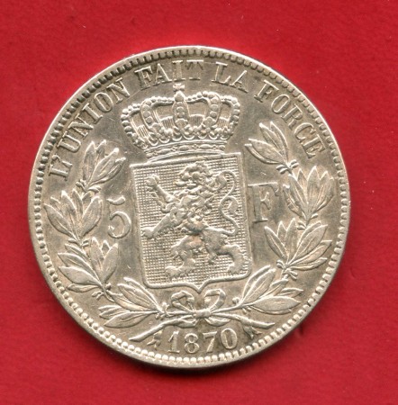 1870 - BELGIO - LOTTO/M47745 - 5 FRANCHI ARGENTO LEOPOLDO II°