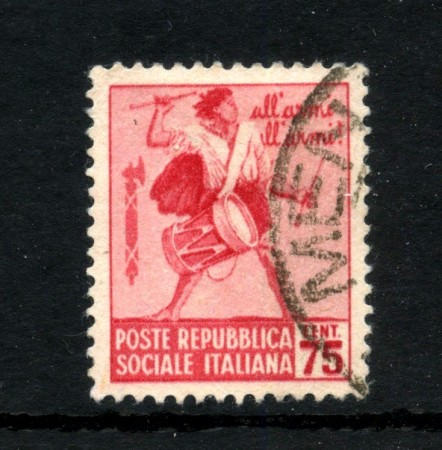 1944/45 - REPUBBLICA SOCIALE - LOTTO/48191 - 75 CENT. MONUMENTI DISTRUTTI - USATO