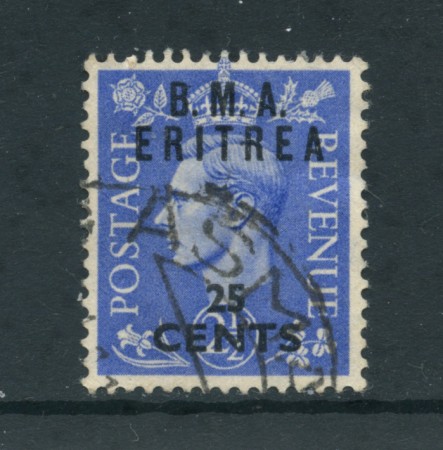 1948 - LOTTO/23657 - B.M.A. ERITREA - 25c. SU 2,5p. OLTREMARE - USATO