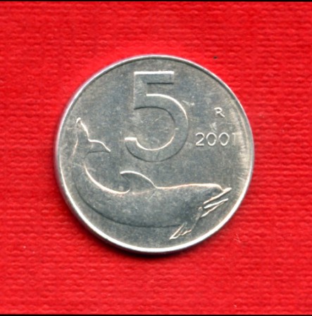2001 - LOTTO/M21505 - REPUBBLICA - 5 LIRE DELFINO
