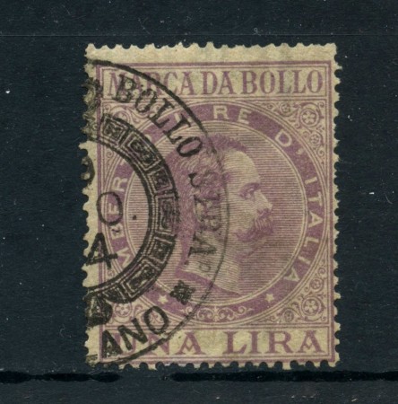1885/95 - REGNO -  MARCA DA 1 LIRA VIOLETTO - USATO - LOTTO/25395