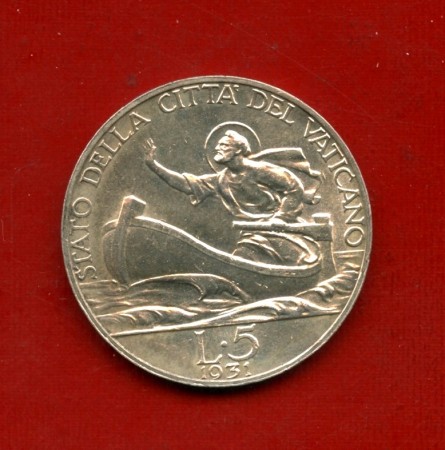 1931 - VATICANO - 5 LIRE ARGENTO PIO XI° - LOTTO/M30922