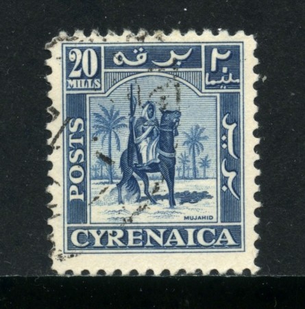 1950 - CIRENAICA AUTONOMA - 20 m. AZZURRO CAVALIERE SENUSSITA - USATO - LOTTO/32013