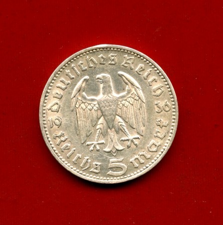1936 - GERMANIA - 5 MARCHI HINDENBURG ARGENTO - ZECCA  J - LOTTO/M30493