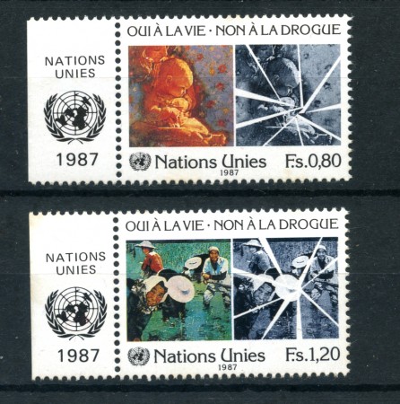 1987 - LOTTO/21438A - ONU SVIZZERA - NO ALLA DROGA 2v. - NUOVI CON APP.