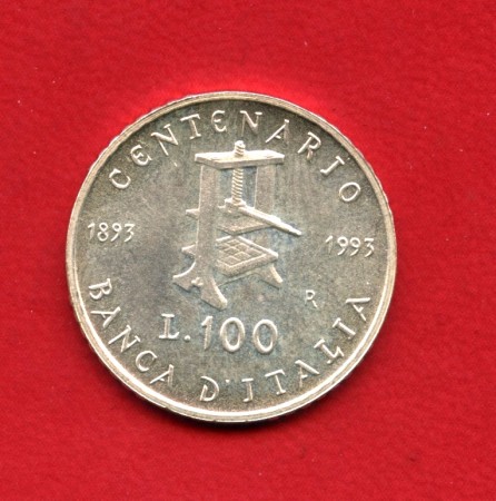 1993 - REPUBBLICA - 100 LIRE ARGENTO CENTENARIO BANCA D'ITALIA - LOTTO/M33627