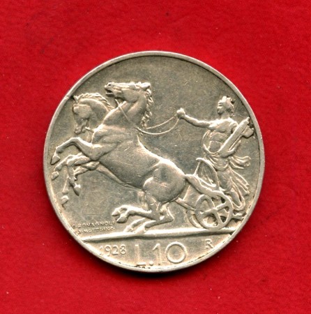1928 - REGNO - LOTTO/M48352 - 10 LIRE ARGENTO BIGA