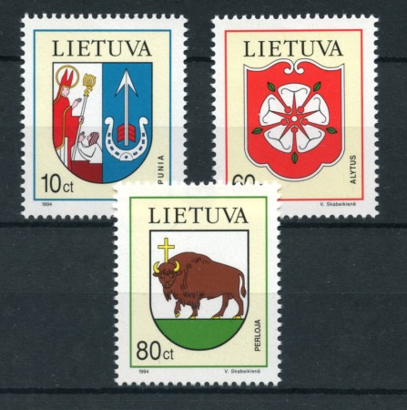 1994 - LITUANIA - LOTTO/20235 - STEMMI DI CITTA' 3v. - NUOVI