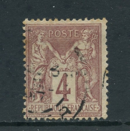 1877 - FRANCIA - 4 c. LILLA BRUNO  - USATO - LOTTO/27070