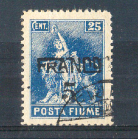 1919 - LOTTO/FIU78U - FIUME - 5c. SU 25c.AZZURRO USATO