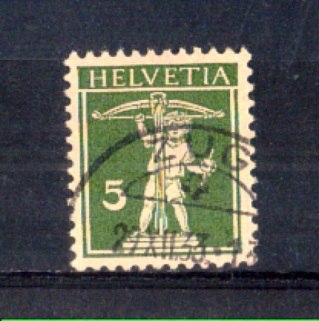 1930 - LOTTO/SVI242AU - SVIZZERA - 5c. VERDE OLIVA CARTA GOFFRATA - USATO