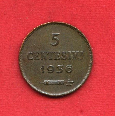 1936 - SAN MARINO - LOTTO/M47900 - 5 CENTESIMI BRONZO