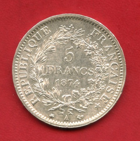 1874A - FRANCIA - LOTTO/M47743 - 5 FRANCHI ARGENTO ERCOLE