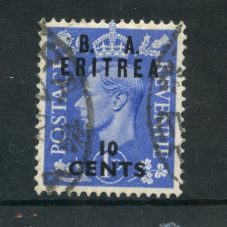 1951 - LOTTO/23663 - B.A. ERITREA - 10c. SU 1p. OLTREMARE - USATO
