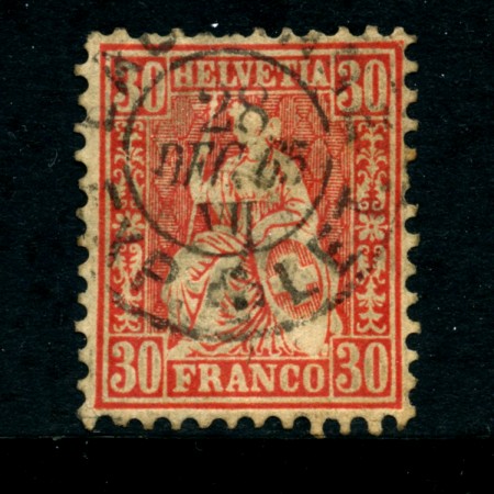 1862 - LOTTO/23691 - SVIZZERA - 30 cent. VERMIGLIO - USATO