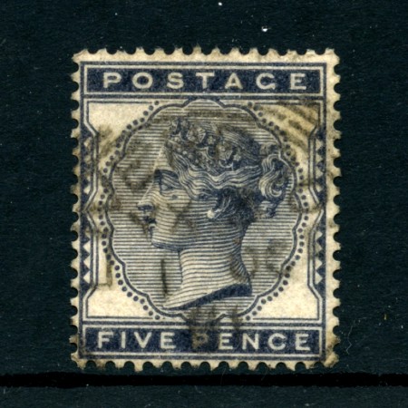 1880/81 - LOTTO/24609 - GRAN BRETAGNA -  5p. AZZURRO NERO - USATO