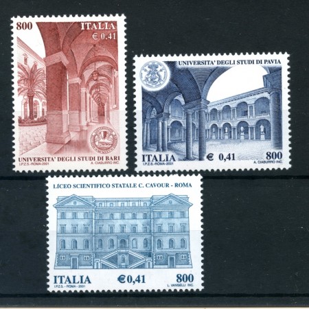 2001 - REPUBBLICA - SCUOLE E UNIVERSITA' 3v. - NUOVI - LOTTO/25678