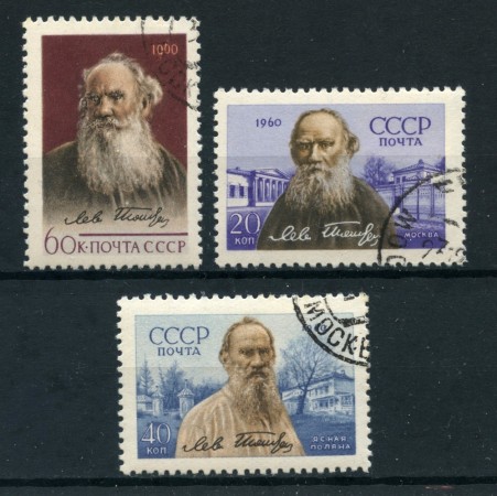 1960 - RUSSIA - TOLSTOI 3v. - USATI - LOTTO/26903