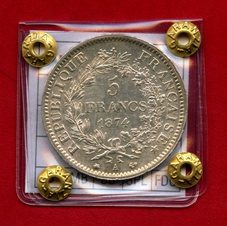 1874A - FRANCIA - LOTTO/M47743 - 5 FRANCHI ARGENTO