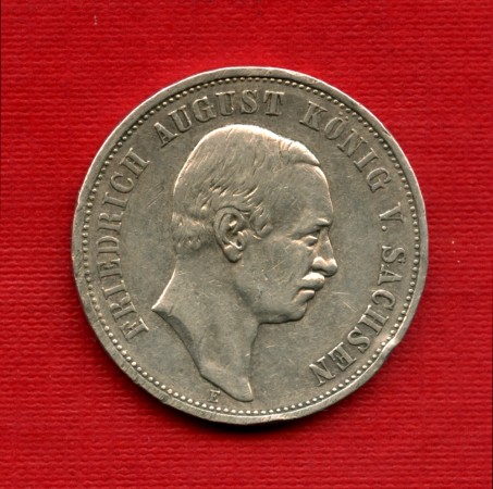1908 - SASSONIA - 3 MARCHI ARGENTO FRIEDRICH AUGUST III°