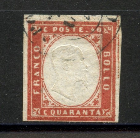 1855/63 - SARDEGNA - LOTTO/41216 - 40 CENTESIMI ROSA VERMIGLIO - USATO