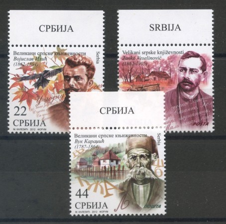 2012 - SERBIA REPUBBLICA - SCRITTORI  3v. - NUOVI - LOTTO/35210