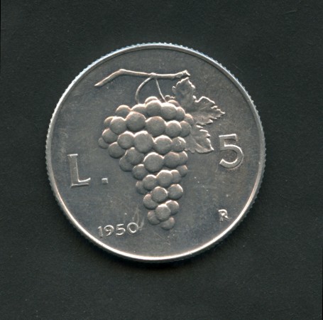 1950 - LOTTO/M16262 - REPUBBLICA - 5 LIRE UVA