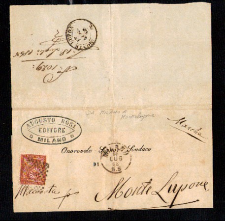MILANO - 1868 -  LBF/926 - REGNO - PIEGO DA MILANO PER MONTELUPONE