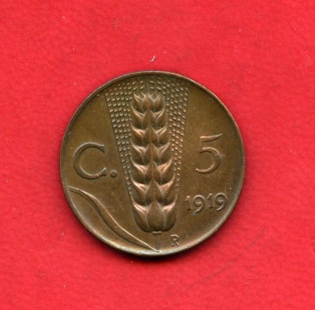 1919 - REGNO - LOTTO/M41862 - 5 CENTESIMI SPIGA  