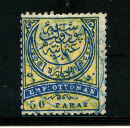 1876/77 - LOTTO/21231 - TURCHIA - 50pa. BLU E GIALLO - USATO