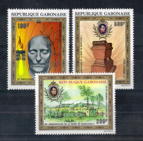 1970 - LBF/2344 - GABON - ANNIVERSARIO DI NAPOLEONE POSTA AEREA 3v. NUOVI