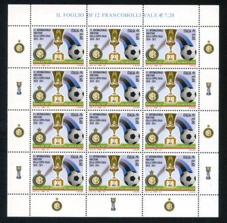 2011 - REPUBBLICA - LOTTO/32823 - INTER VINCITORE COPPA  ITALIA - MINIFOGLIO NUOVO 