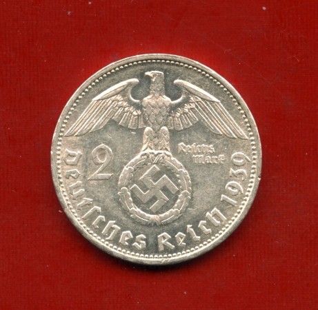1939 - GERMANIA REICH - 2 MARCHI ARGENTO HINDENBURG - ZECCA G - LOTTO/M30475