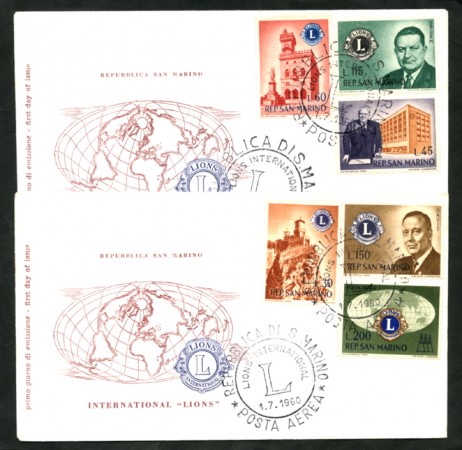 1960 - LOTTO/15906 - SAN MARINO - LION'S CLUB 6v. - 2 BUSTE FDC