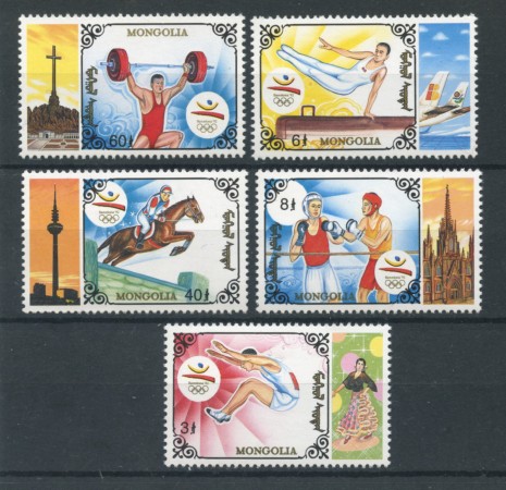 1992 - MONGOLIA - LOTTO/19732 - OLIMPIADI BARCELLONA 5v. - NUOVI