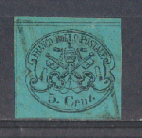 STATO PONTIFICIO - 1867 - LOTTO/2588A - 5c. AZZURRO VERDASTRO -