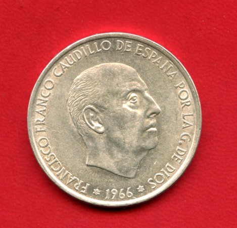 1966 - SPAGNA - 100 PESETAS  ARGENTO FRANCISCO FRANCO - LOTTO/M32396