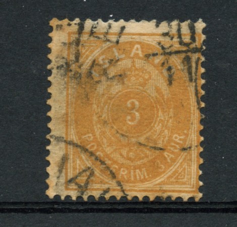 1882 - LOTTO/23000 - ISLANDA - 3 Aur BISTRO GIALLO - USATO