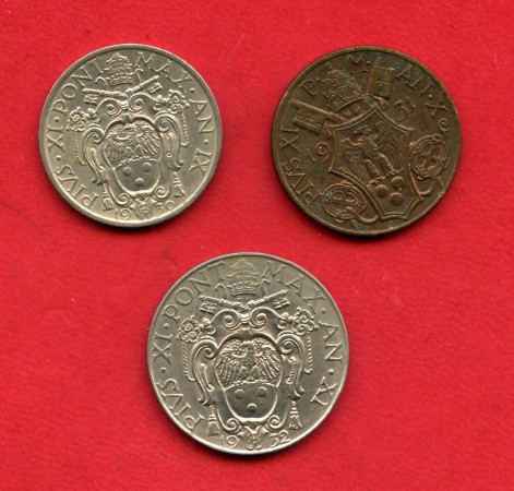 1930/1932 - VATICANO  - LOTTO/M48068 - INSIEME DI 3 MONETE PAPA PIOXI°
