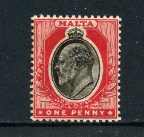 1903 - MALTA - 1p. ROSSO E BRUNO RE EDOARDO - TRACCIA LINGUELLA - LOTTO/25082