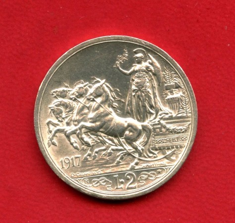 1917 - REGNO - LOTTO/M40493 - 2 LIRE ARGENTO QUADRIGA BRIOSA