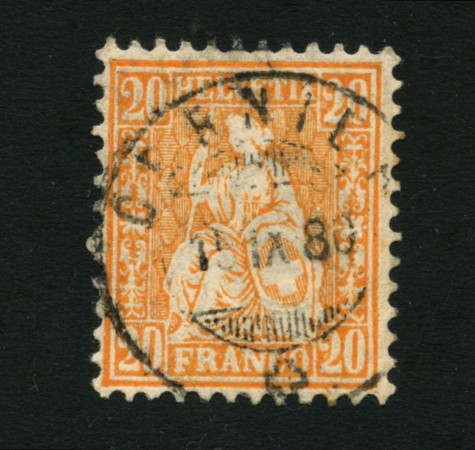 1862 - LOTTO/16324D - SVIZZERA - 20c. ARANCIO HELVETIA - USATO