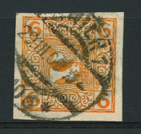 1908 - LOTTO/12353 - AUSTRIA - 6h. ARANCIO CARTA SOTTILE - USATO